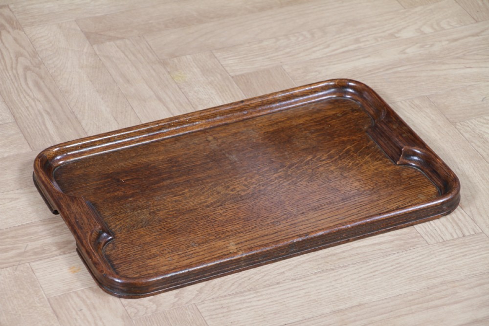 Antique Edwardian Solid Oak Moulded Edge Serving Tray Waiters Butlers C1900 View VII