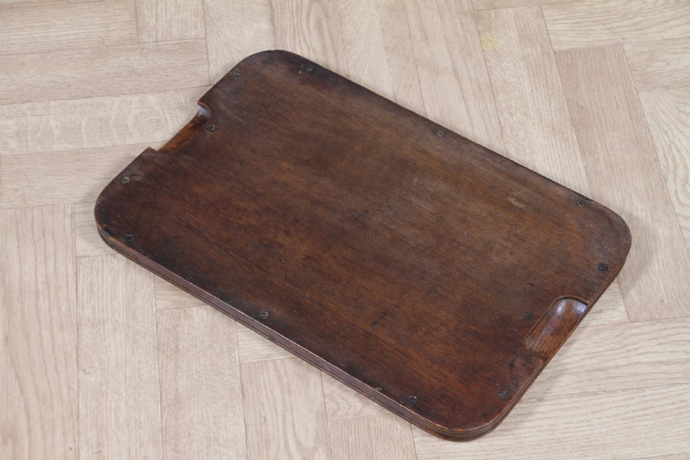 Antique Edwardian Solid Oak Moulded Edge Serving Tray Waiters Butlers C1900 View VIII