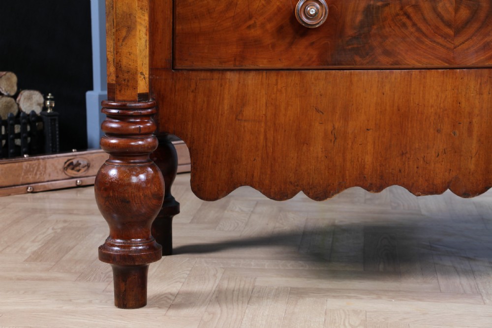Original Antique Victorian Grand Tall Flame Grain Mahogany Scottish Chest of 5 Drawers C1870 View XV