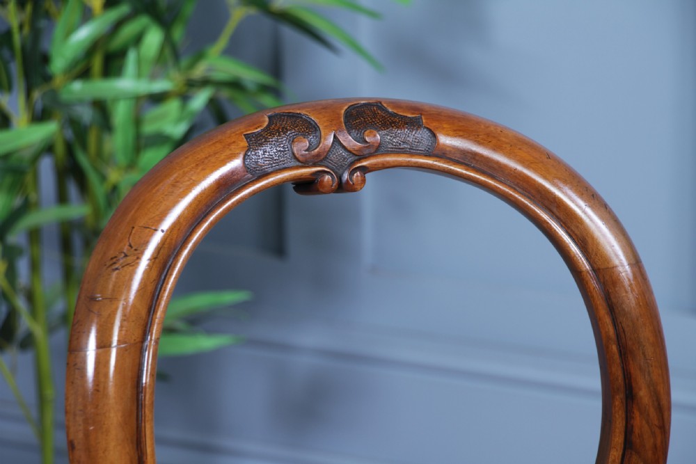 Pair of Antique Victorian Walnut Balloon Back Dining Occasional Chairs Cabriole Serpentine View VII