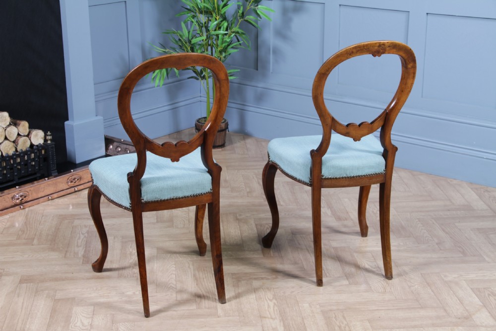 Pair of Antique Victorian Walnut Balloon Back Dining Occasional Chairs Cabriole Serpentine View XII