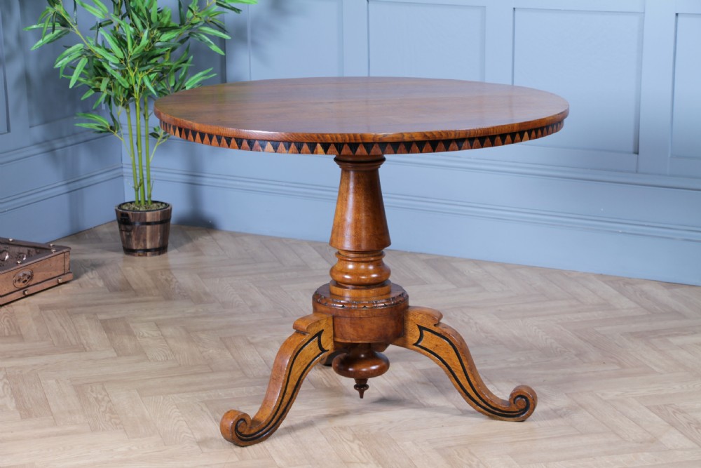 Victorian Aesthetic Movement Geometric Oak Tilt Top Round Breakfast Dining Table View II