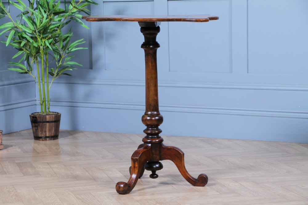 Antique Victorian Birdseye Maple, Rosewood, Mahogany & Ebony Inlaid Chess Games Tripod Table C1880 View III