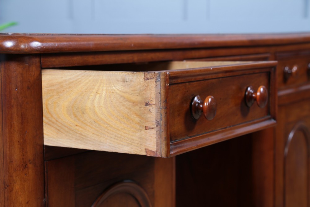 Antique Victorian Curved Front Mahogany 3 Drawer Twin Pedestal Writing Desk 1870 View VII