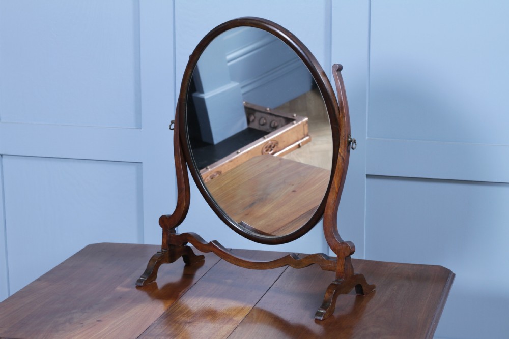Antique Edwardian Oval Mahogany Dressing Table Toilet Swing Mirror Sheraton Cheval C1900 View III