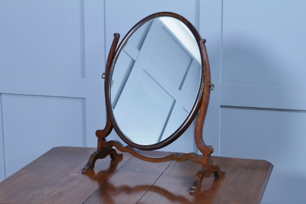 Antique Edwardian Oval Mahogany Dressing Table Toilet Swing Mirror Sheraton Cheval C1900 View IV