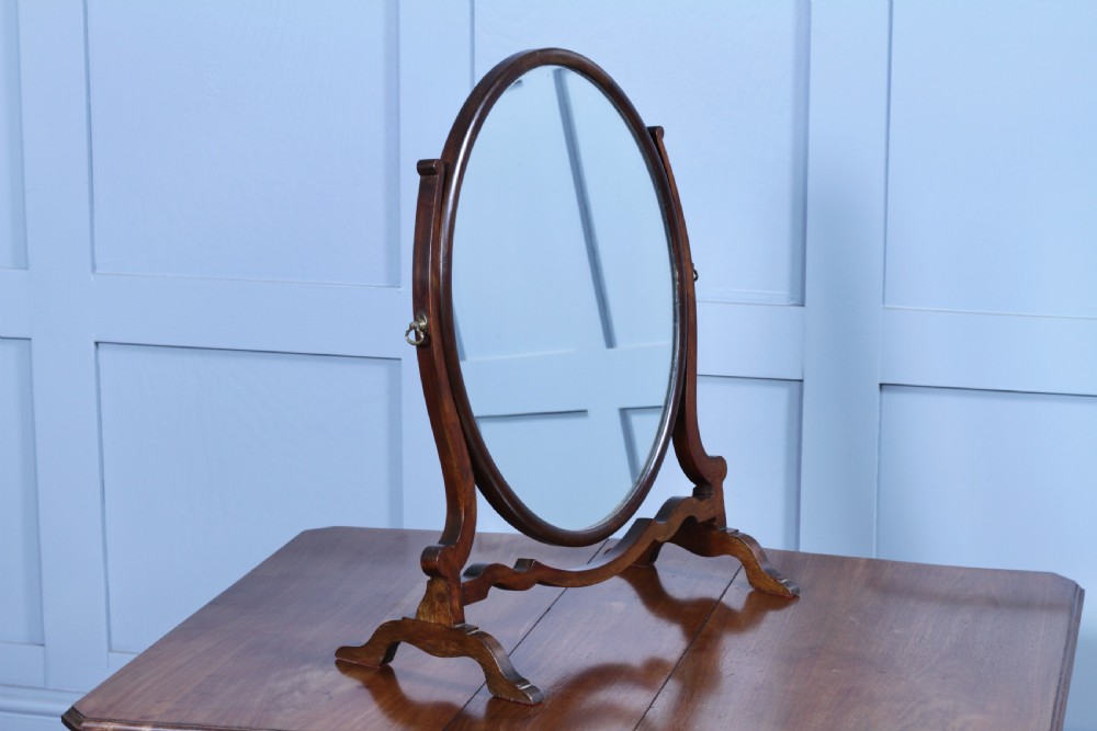 Antique Edwardian Oval Mahogany Dressing Table Toilet Swing Mirror Sheraton Cheval C1900 View V