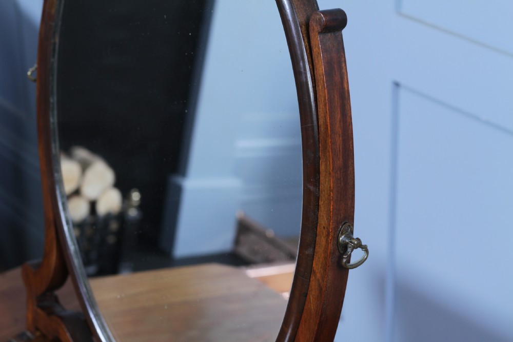 Antique Edwardian Oval Mahogany Dressing Table Toilet Swing Mirror Sheraton Cheval C1900 View X