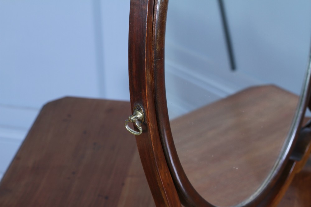 Antique Edwardian Oval Mahogany Dressing Table Toilet Swing Mirror Sheraton Cheval C1900 View XII