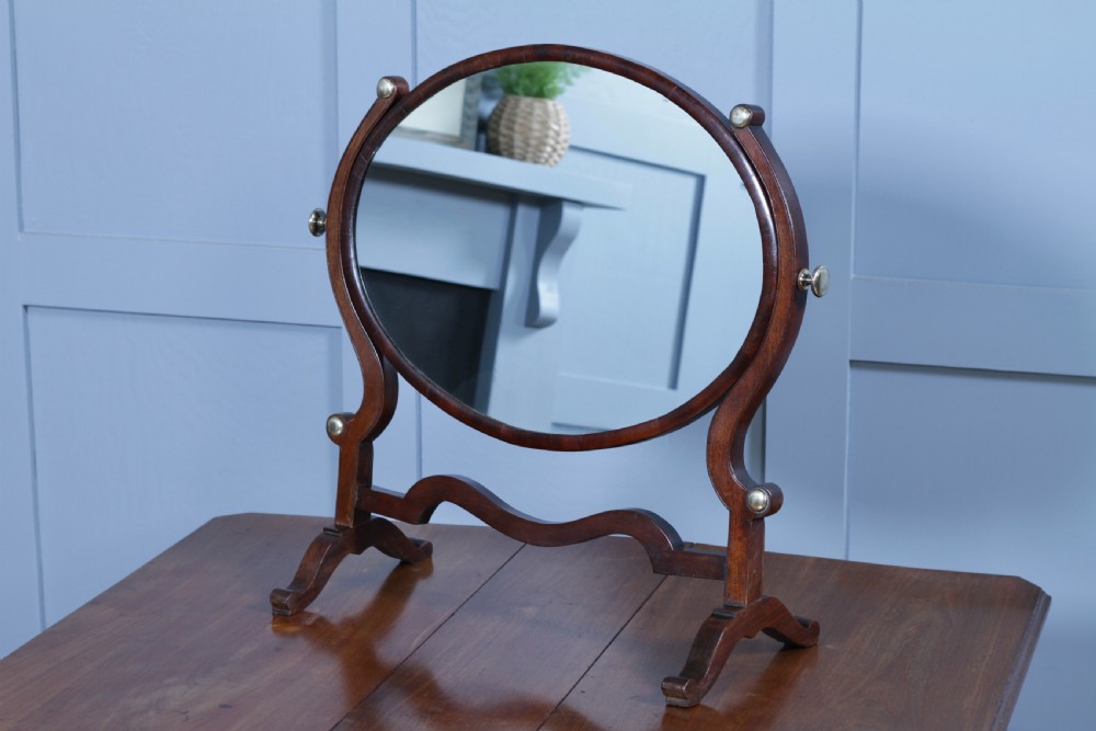 Antique Edwardian Oval Mahogany & Brass Dressing Table Toilet Swing Mirror Cheval C1900
