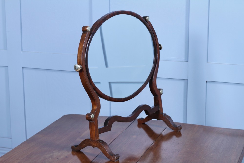 Antique Edwardian Oval Mahogany & Brass Dressing Table Toilet Swing Mirror Cheval C1900
 View X
