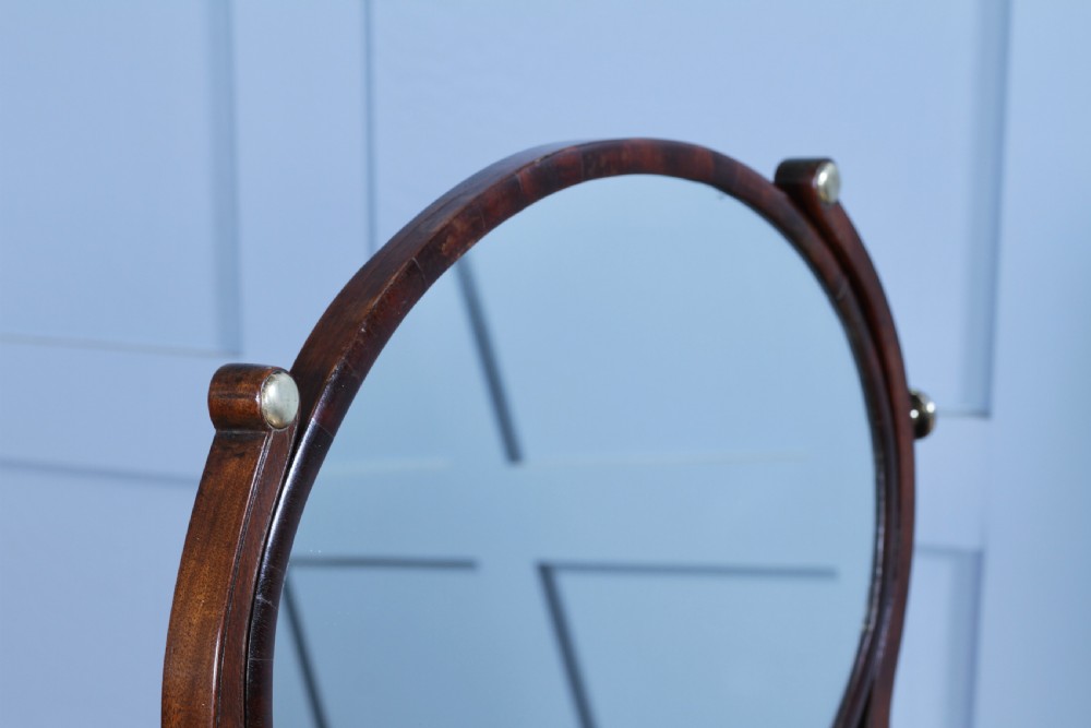Antique Edwardian Oval Mahogany & Brass Dressing Table Toilet Swing Mirror Cheval C1900
 View XIII