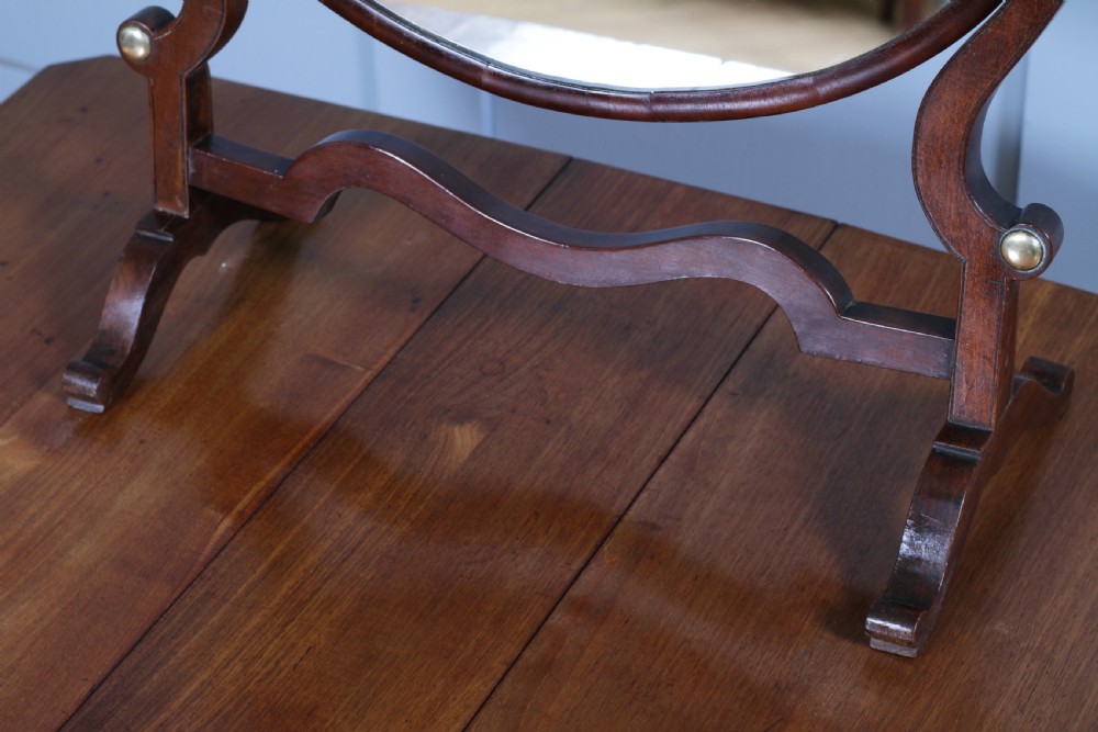 Antique Edwardian Oval Mahogany & Brass Dressing Table Toilet Swing Mirror Cheval C1900
 View XVI