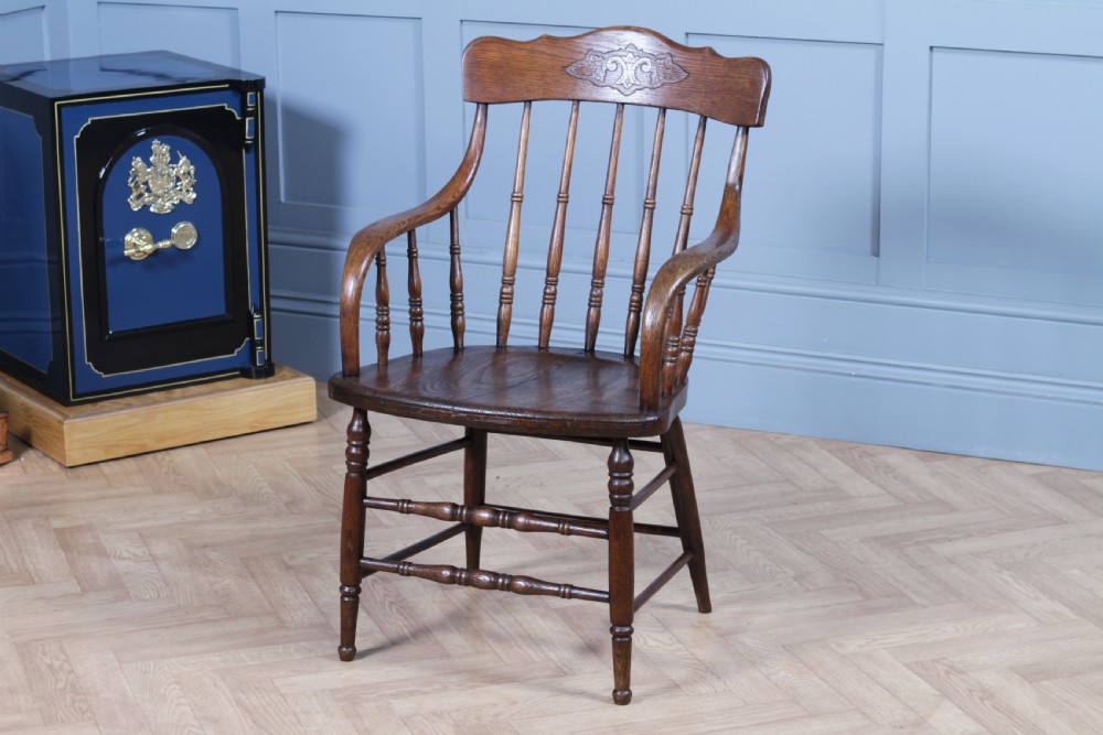 Antique American Oak Bentwood Spindle Back Office Desk Armchair Elbow Chair 1890 View II