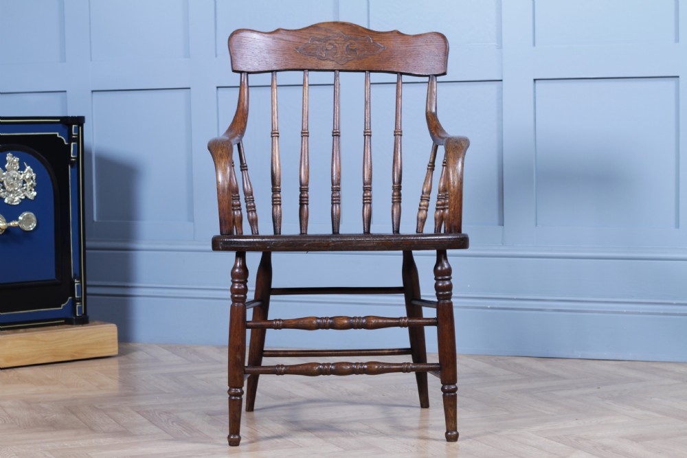 Antique American Oak Bentwood Spindle Back Office Desk Armchair Elbow Chair 1890 View III
