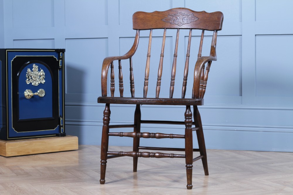 Antique American Oak Bentwood Spindle Back Office Desk Armchair Elbow Chair 1890 View IV