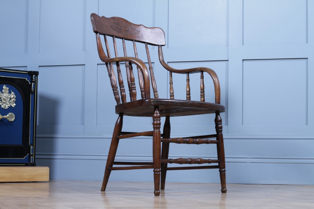 Antique American Oak Bentwood Spindle Back Office Desk Armchair Elbow Chair 1890 View V
