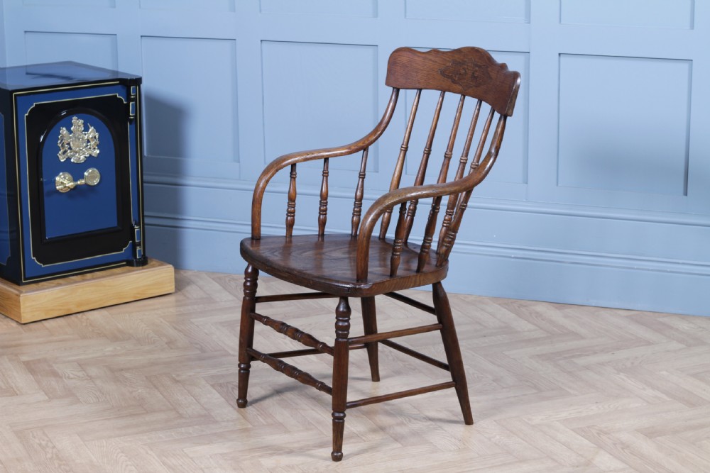 Antique American Oak Bentwood Spindle Back Office Desk Armchair Elbow Chair 1890 View X