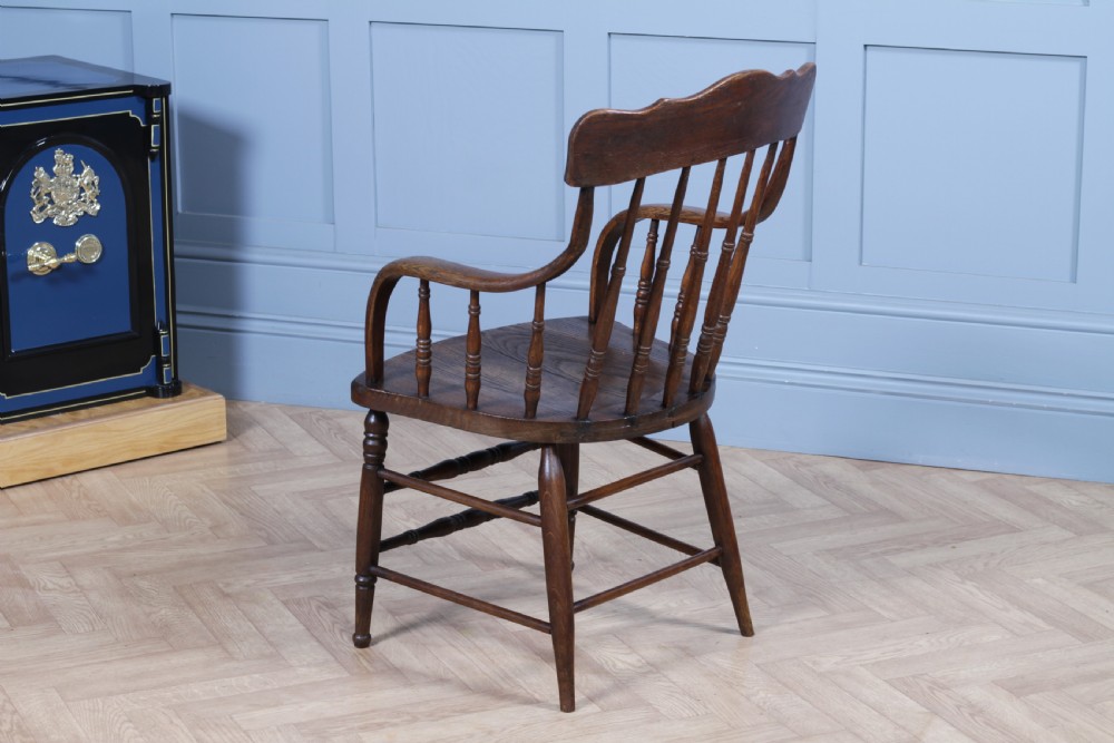 Antique American Oak Bentwood Spindle Back Office Desk Armchair Elbow Chair 1890 View XIII
