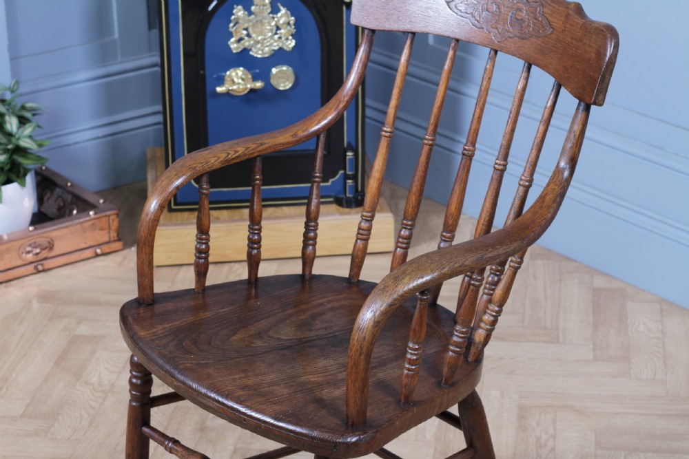 Antique American Oak Bentwood Spindle Back Office Desk Armchair Elbow Chair 1890 View XIV