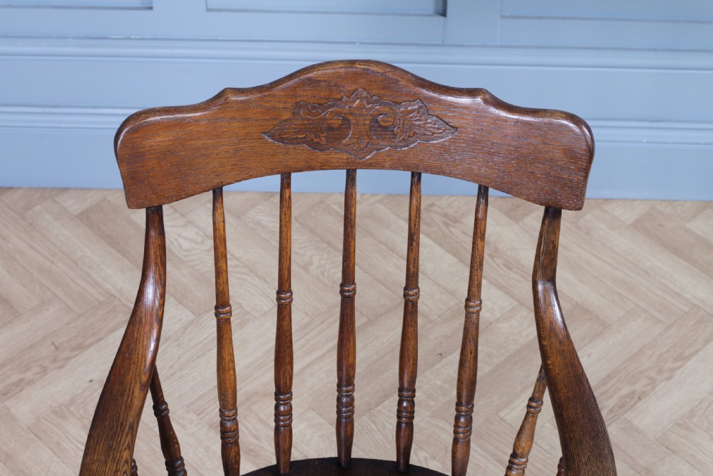 Antique American Oak Bentwood Spindle Back Office Desk Armchair Elbow Chair 1890 View XVI