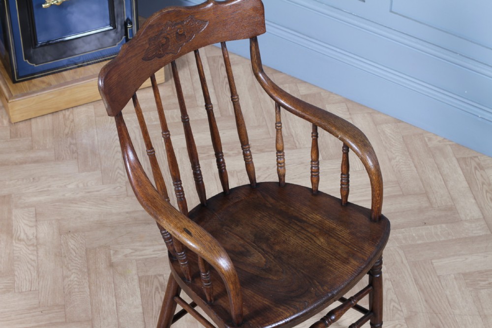 Antique American Oak Bentwood Spindle Back Office Desk Armchair Elbow Chair 1890 View XIX