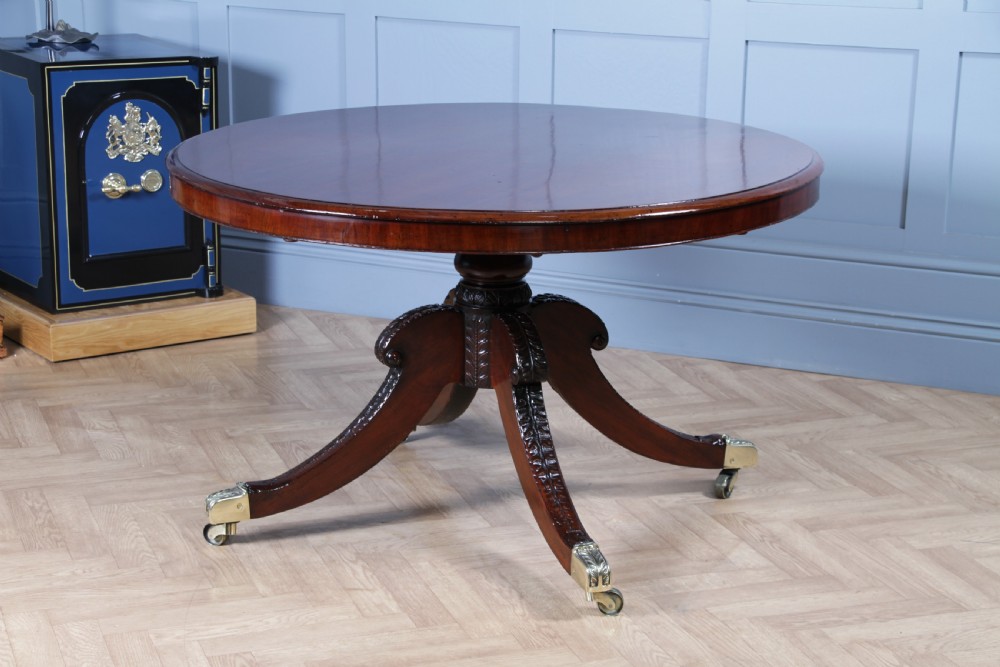 Antique Regency Solid Mahogany Grand Tilt Top Round Dining Table Fully Restored
