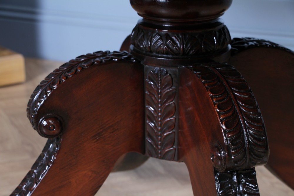 Antique Regency Solid Mahogany Grand Tilt Top Round Dining Table Fully Restored View XIII