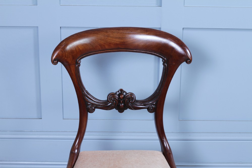 Set of 4 Antique Early Victorian Carved Crown Back Mahogany Dining Chairs C1840 View VIII