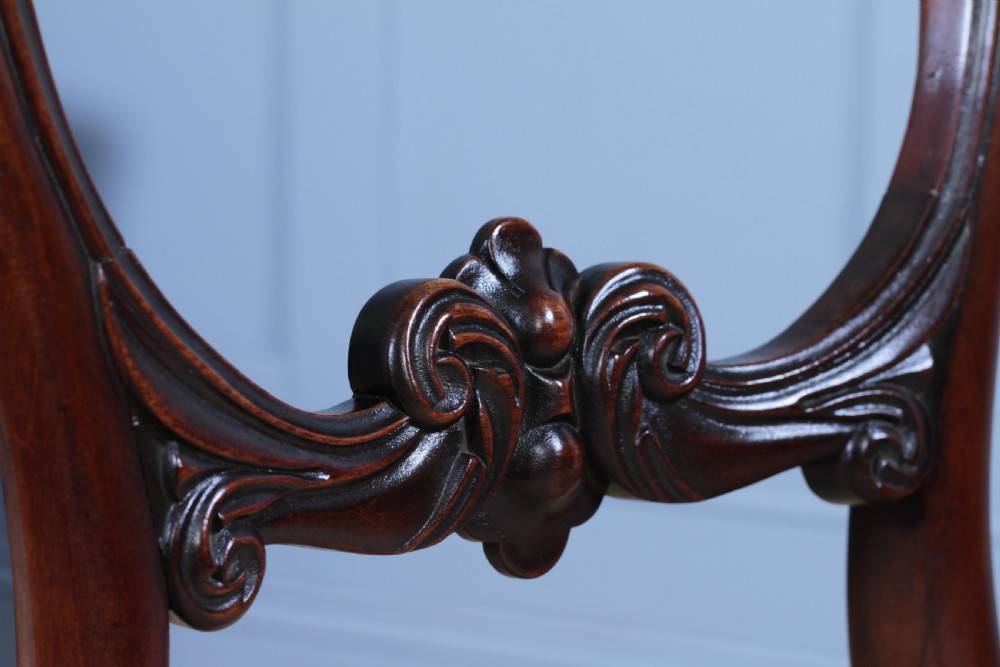 Set of 4 Antique Early Victorian Carved Crown Back Mahogany Dining Chairs C1840 View IX