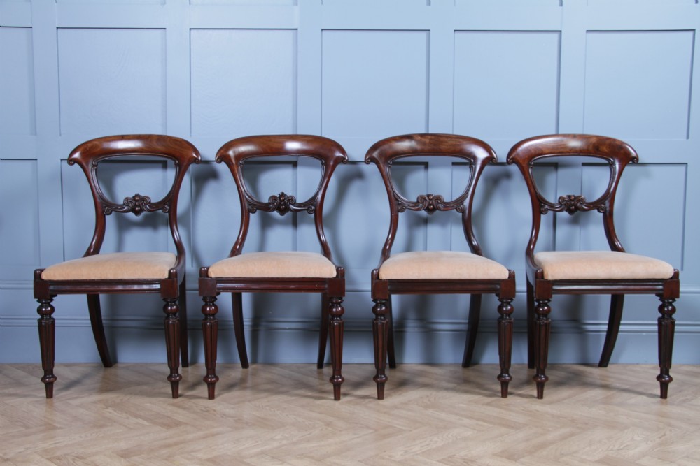 Set of 4 Antique Early Victorian Carved Crown Back Mahogany Dining Chairs C1840 View XVIII