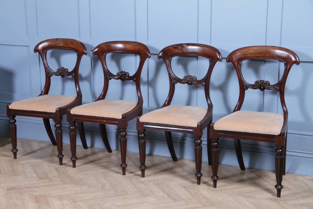 Set of 4 Antique Early Victorian Carved Crown Back Mahogany Dining Chairs C1840 View XX