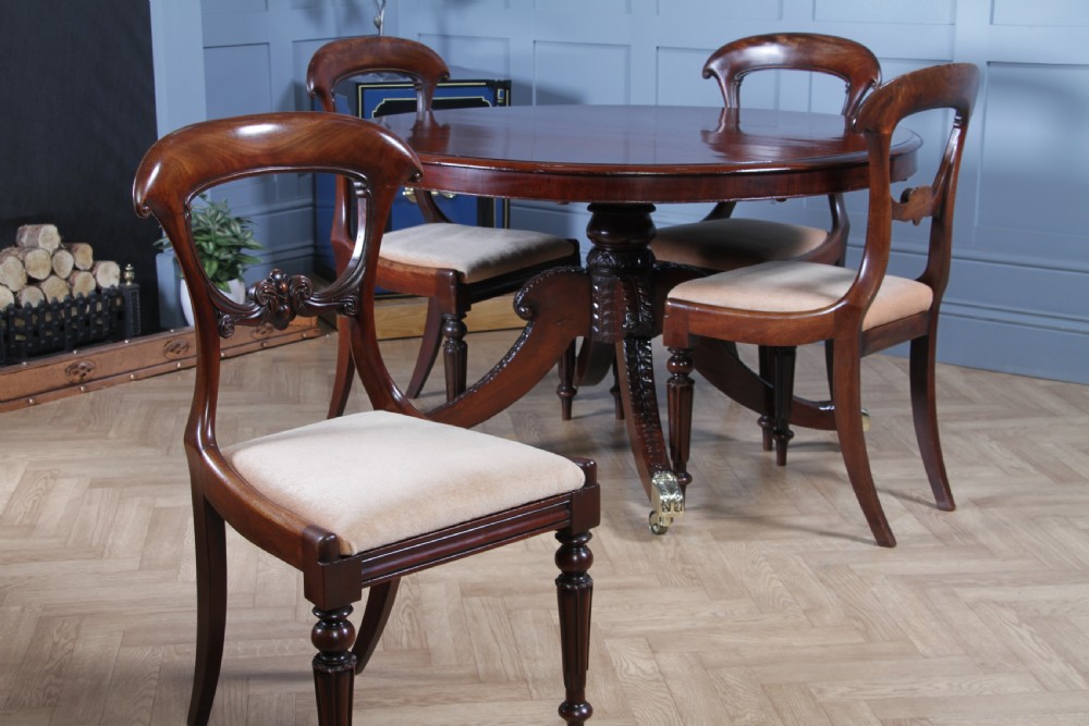Set of 4 Antique Early Victorian Carved Crown Back Mahogany Dining Chairs C1840 View XXII