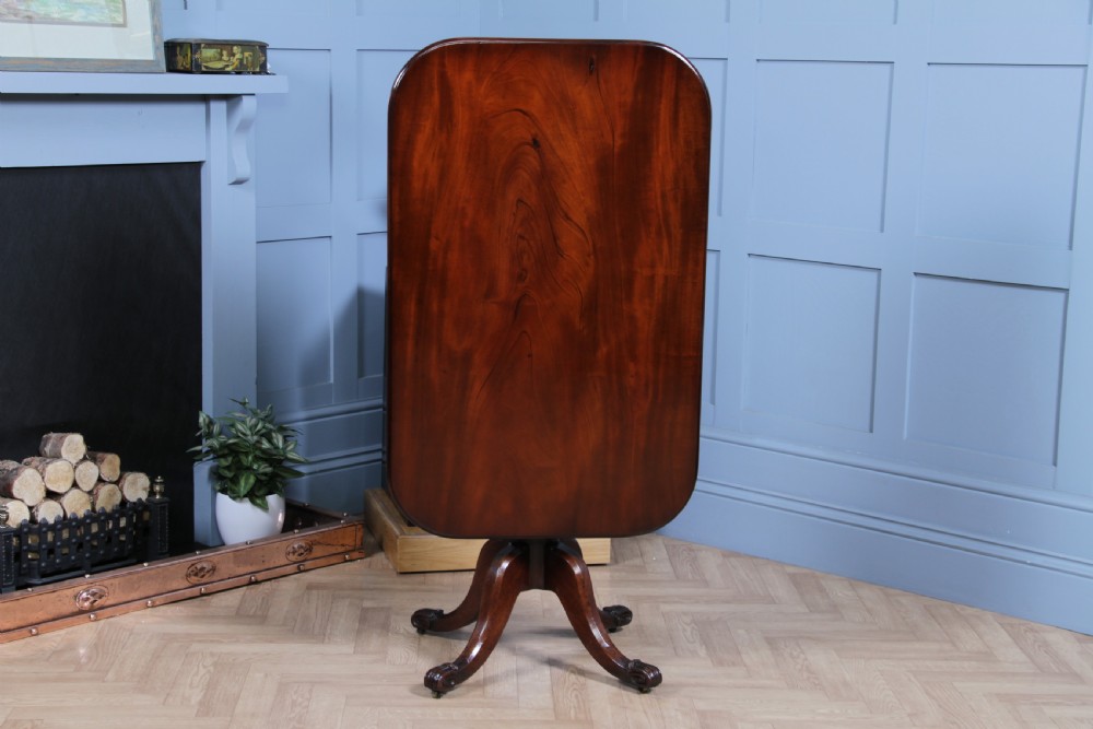 Antique William IV Early Victorian Small Solid Mahogany Tilt Top Breakfast Table  View XI