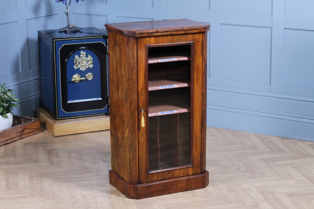 Antique Victorian Figured Walnut Glazed Music Sheet Gramophone 78 Cabinet C1880