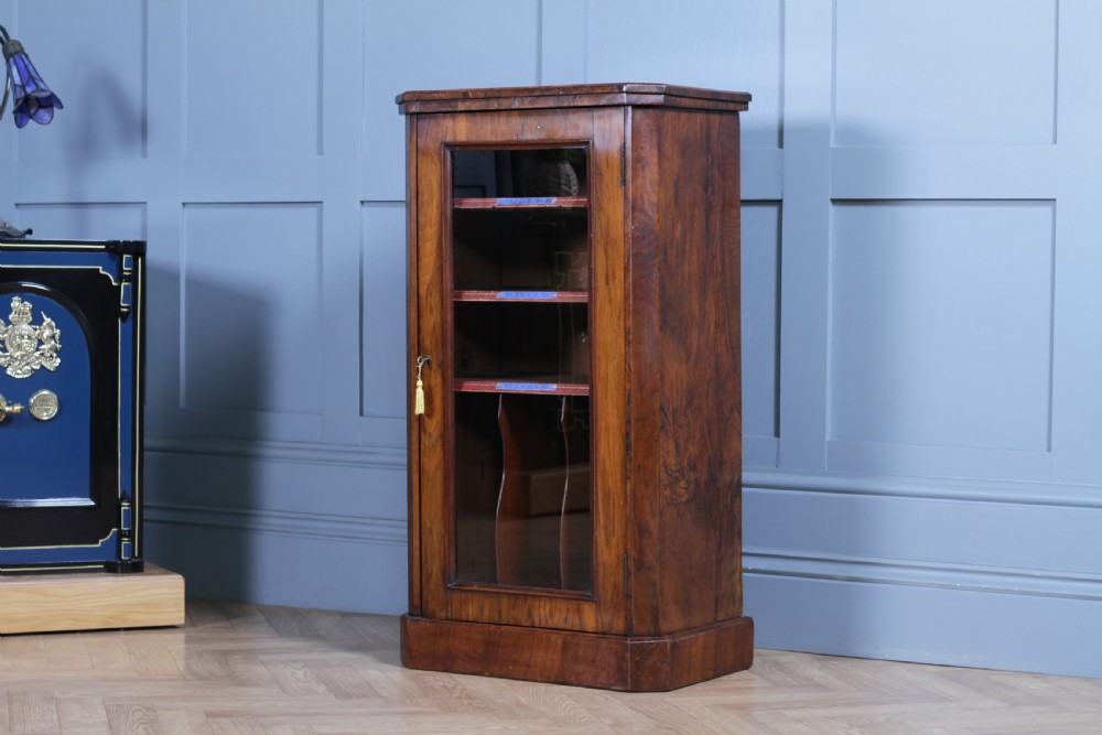 Antique Victorian Figured Walnut Glazed Music Sheet Gramophone 78 Cabinet C1880 View III