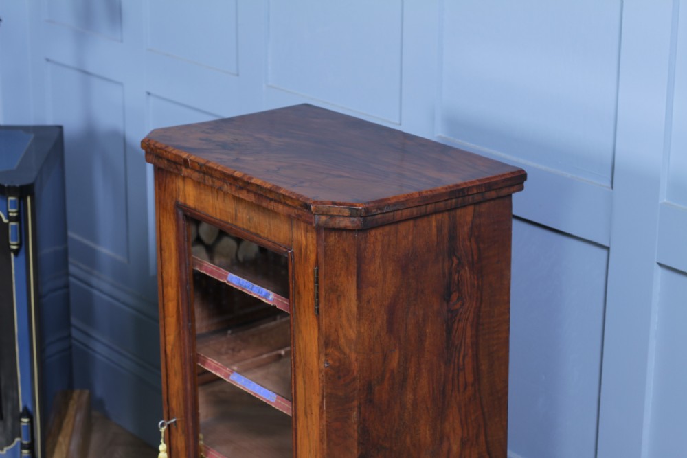 Antique Victorian Figured Walnut Glazed Music Sheet Gramophone 78 Cabinet C1880 View V