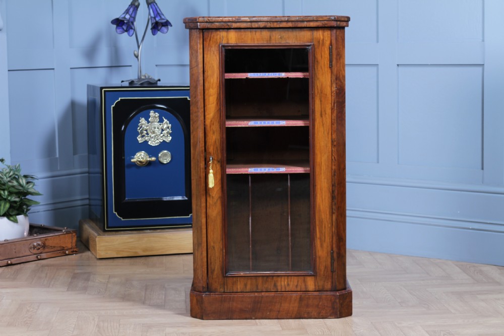 Antique Victorian Figured Walnut Glazed Music Sheet Gramophone 78 Cabinet C1880 View VII