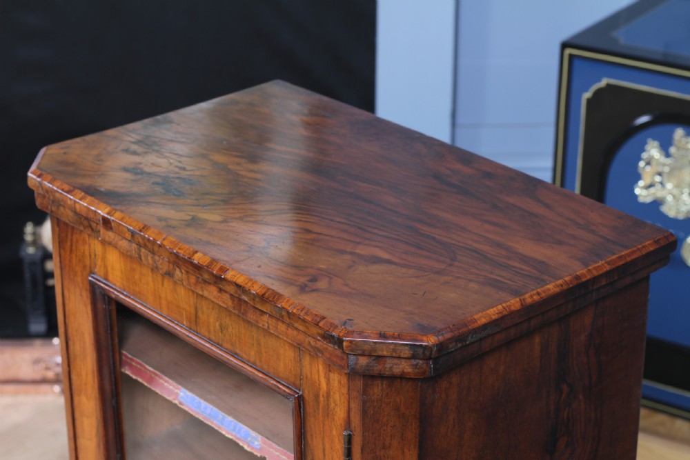 Antique Victorian Figured Walnut Glazed Music Sheet Gramophone 78 Cabinet C1880 View VIII