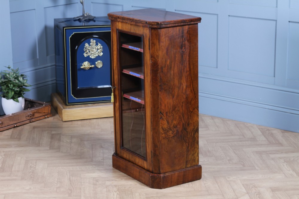 Antique Victorian Figured Walnut Glazed Music Sheet Gramophone 78 Cabinet C1880 View XVI
