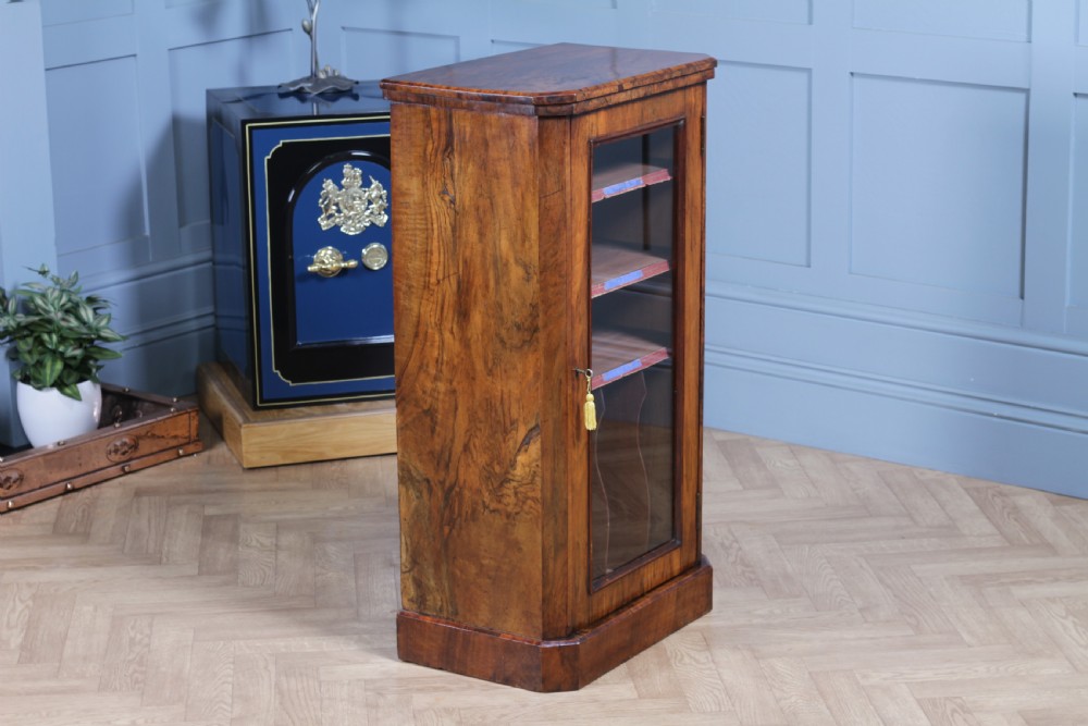Antique Victorian Figured Walnut Glazed Music Sheet Gramophone 78 Cabinet C1880 View XVII