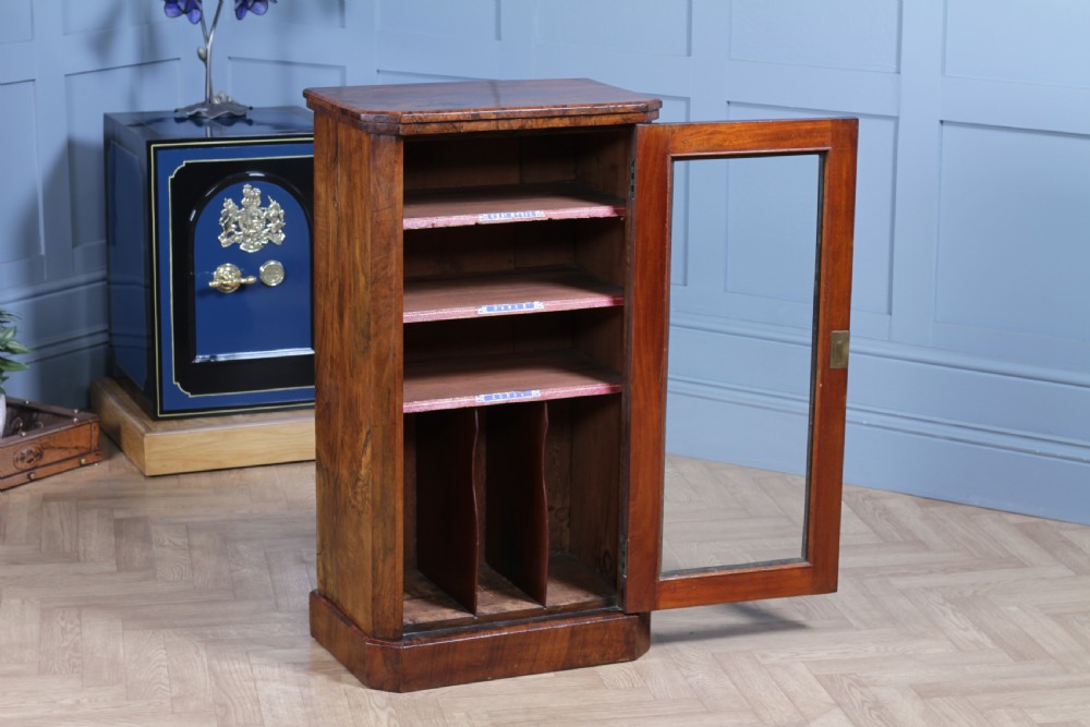 Antique Victorian Figured Walnut Glazed Music Sheet Gramophone 78 Cabinet C1880 View XVIII