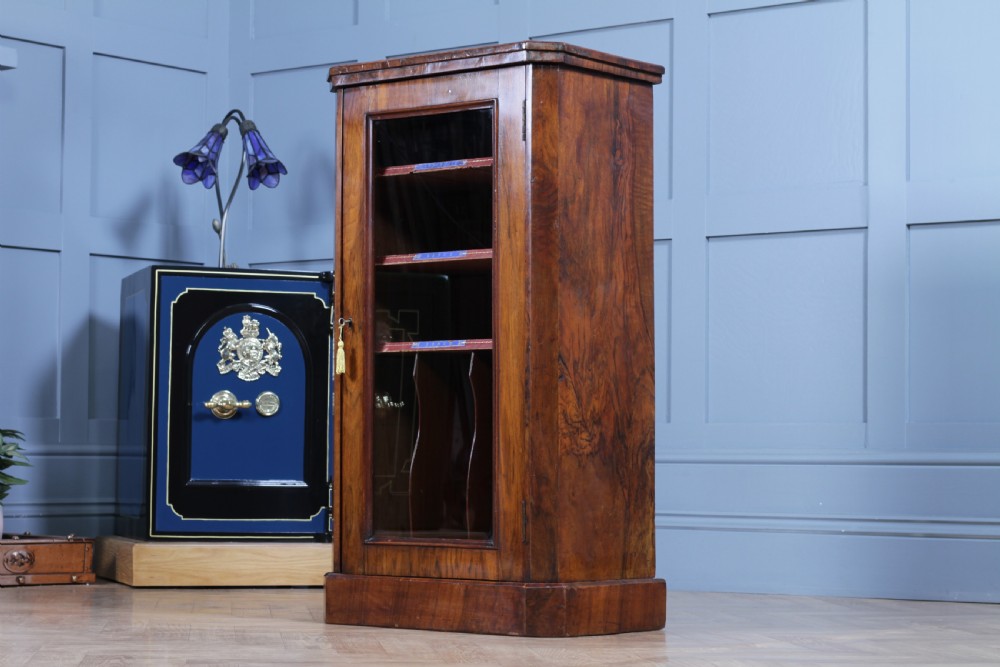 Antique Victorian Figured Walnut Glazed Music Sheet Gramophone 78 Cabinet C1880 View XX