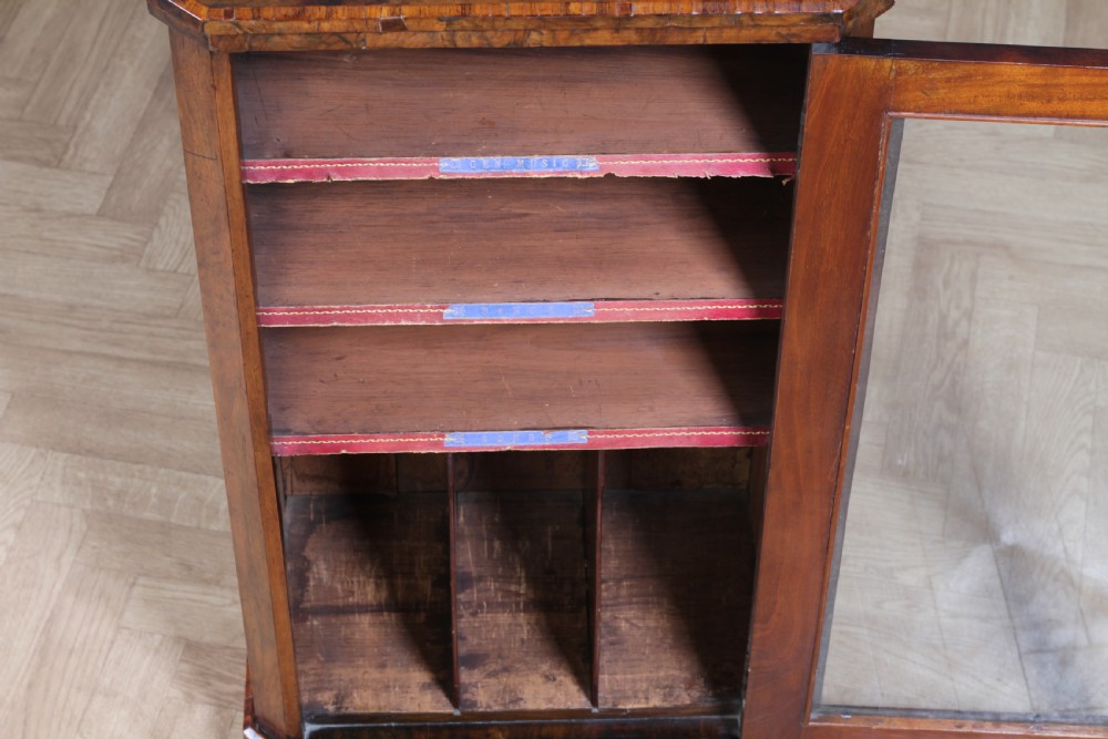 Antique Victorian Figured Walnut Glazed Music Sheet Gramophone 78 Cabinet C1880 View XXI