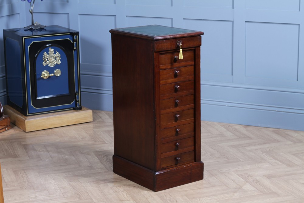 Antique Late Victorian Walnut Wellington Filing Chest of 9 Drawers C1890 View V