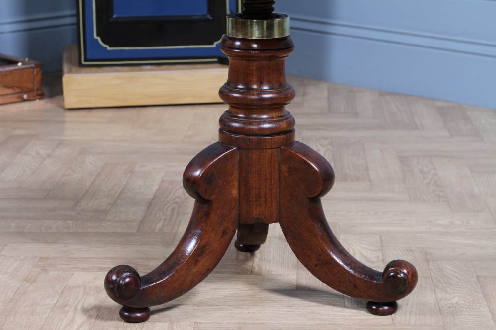 Antique Early Victorian Mahogany & Leather Revolving Piano Dressing Table Stool C1840 View XII