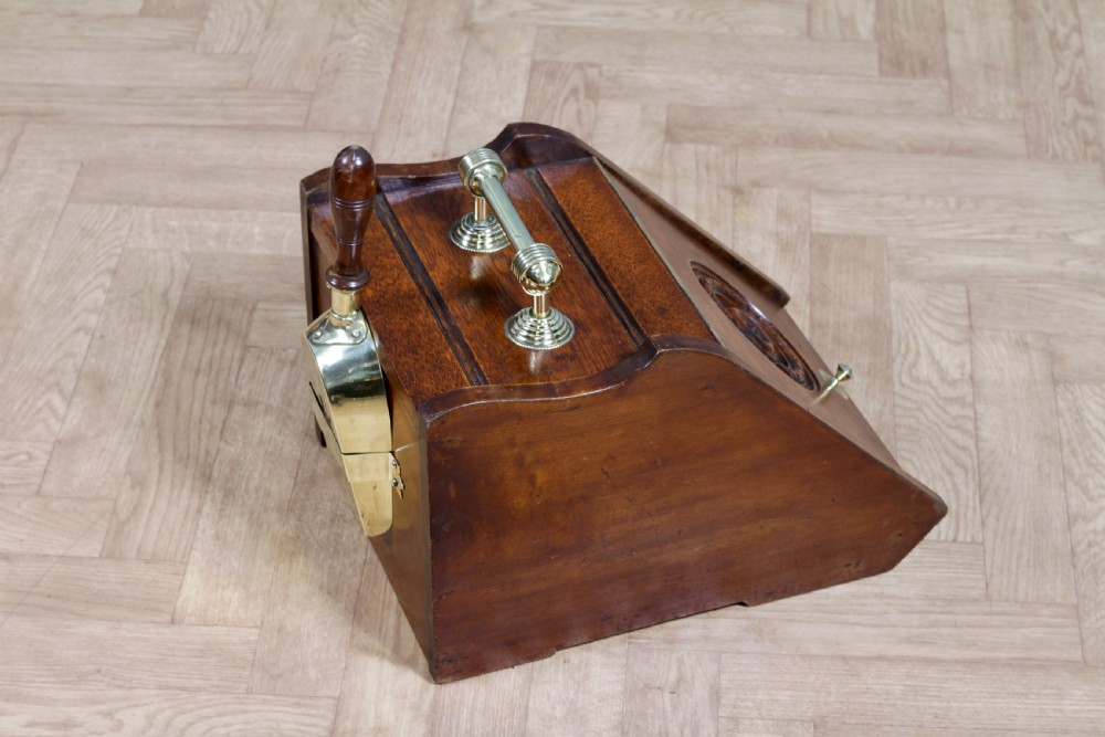 Antique Edwardian Art Nouveau Oak Carved Fireside Coal Purdonium Scuttle Box C1900 View VI
