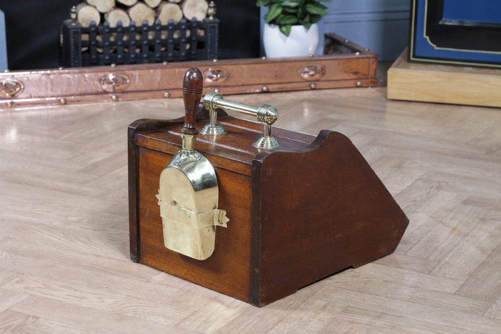 Antique Edwardian Art Nouveau Oak Carved Fireside Coal Purdonium Scuttle Box C1900 View XVI