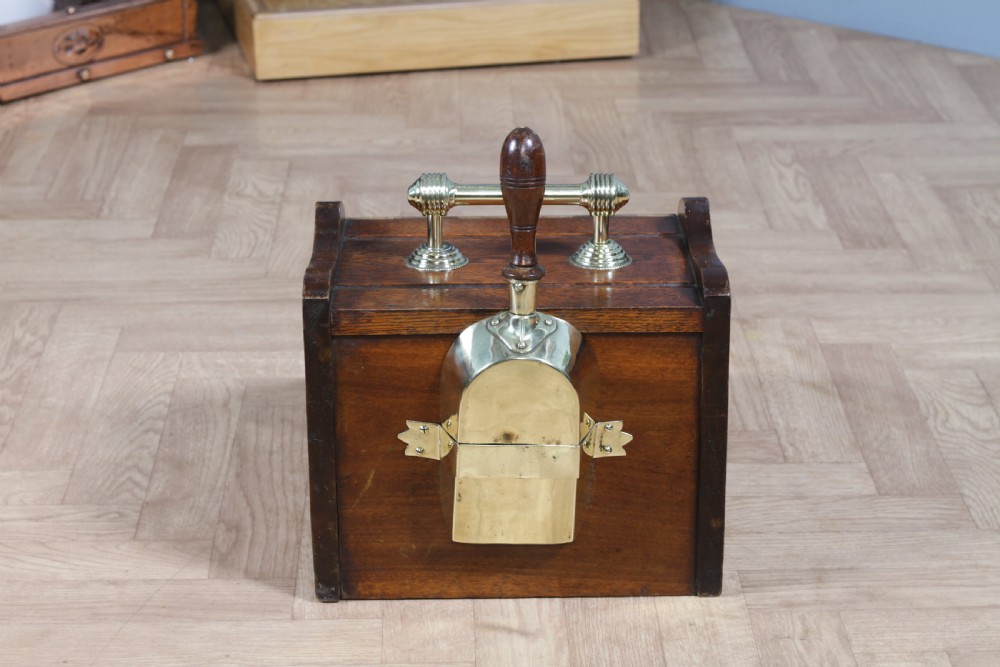 Antique Edwardian Art Nouveau Oak Carved Fireside Coal Purdonium Scuttle Box C1900 View XVII