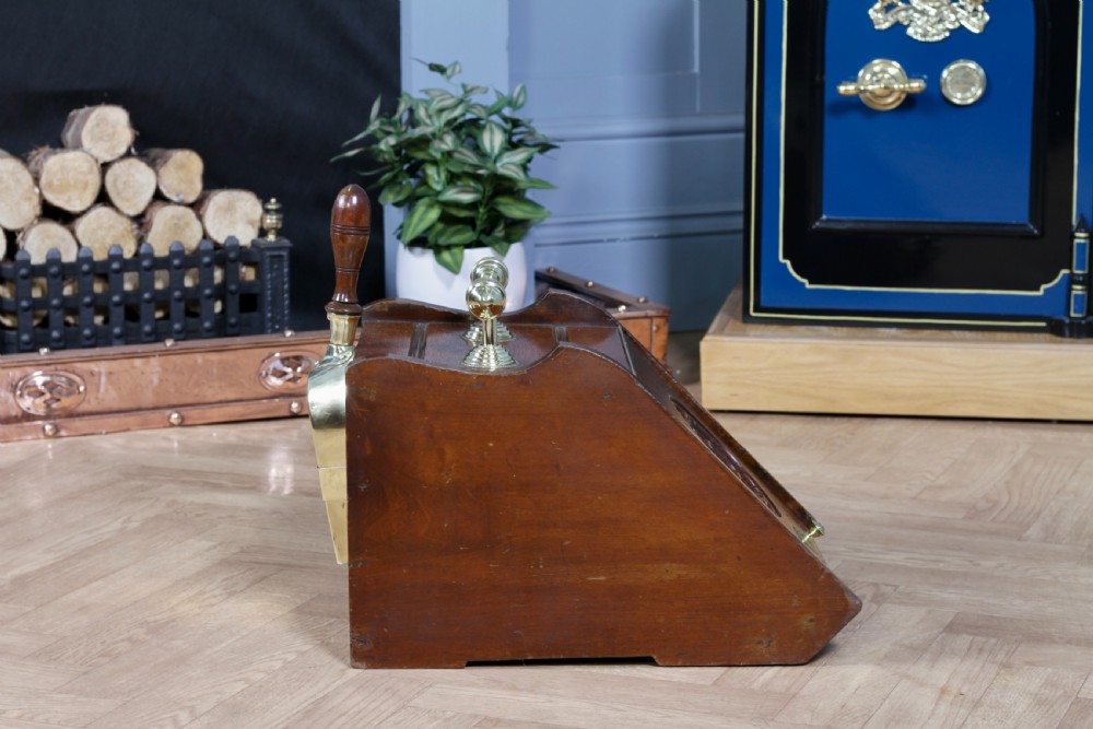 Antique Edwardian Art Nouveau Oak Carved Fireside Coal Purdonium Scuttle Box C1900 View XVIII